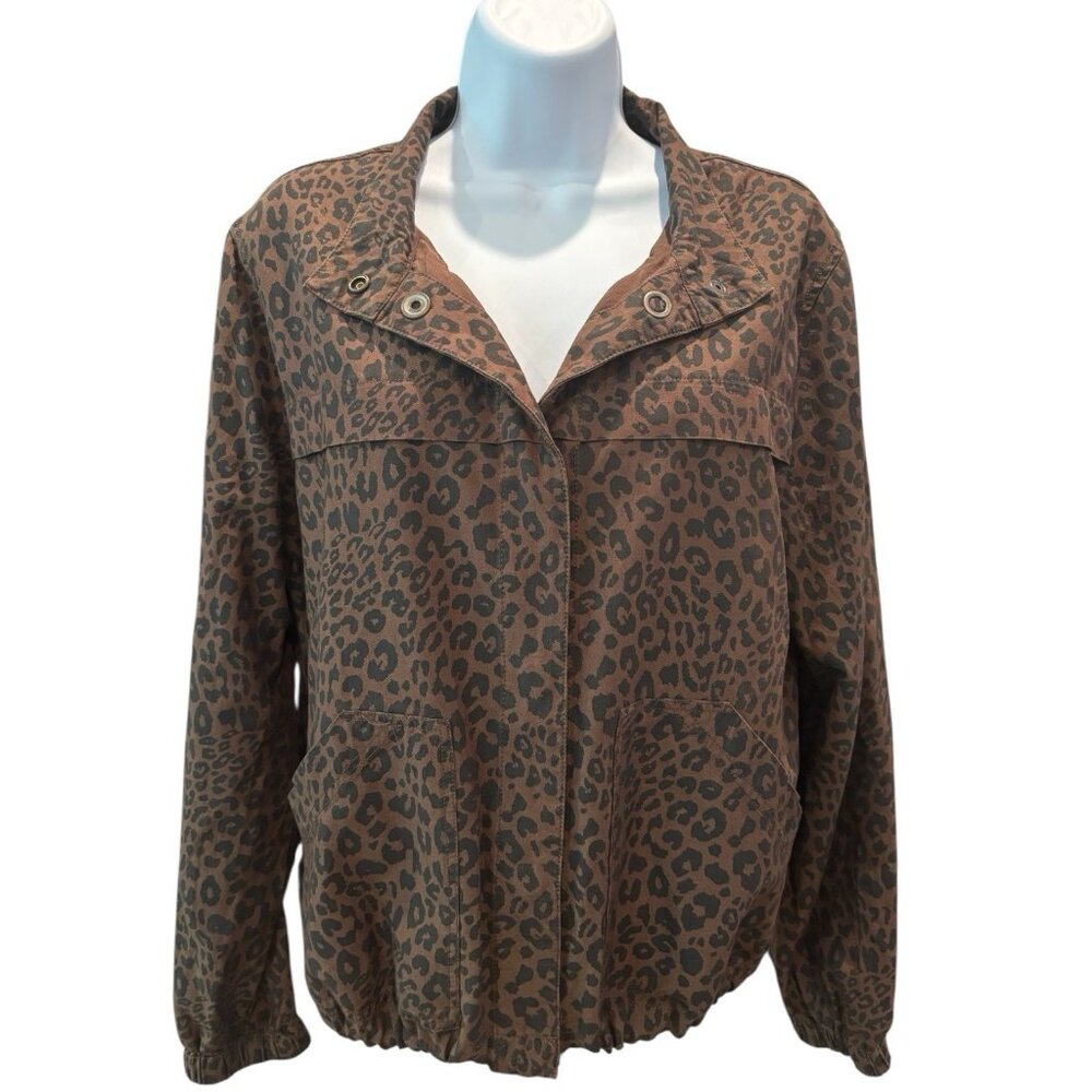 Sanctuary Leopard Print Utility Jacket Brown Bomber Women’s M‎